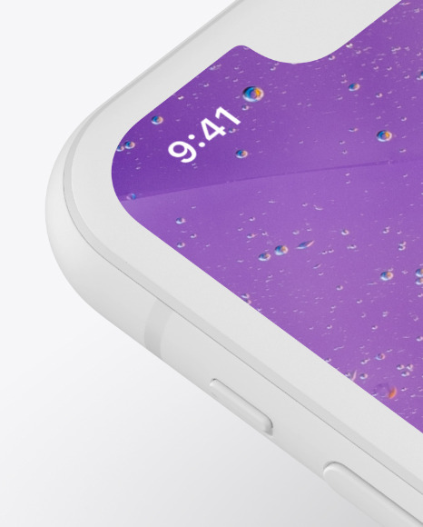 iPhone XR Clay Isometric Floating Right Mockup