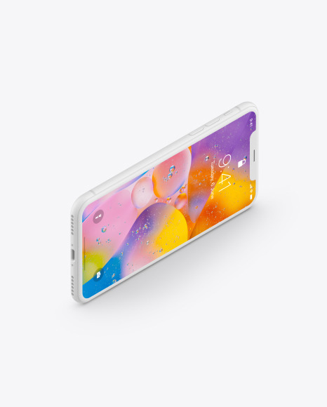 iPhone XR Clay Isometric Landscape Left Mockup