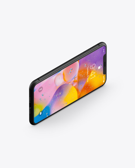 iPhone XR Clay Isometric Landscape Left Mockup