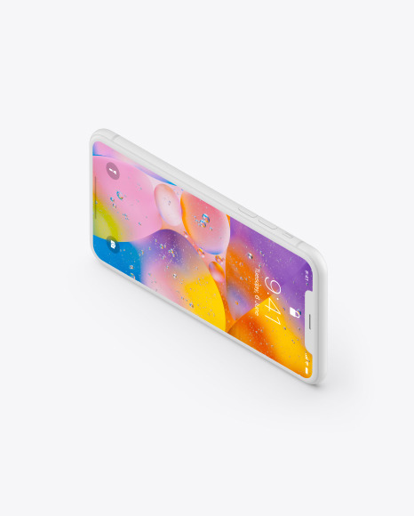 iPhone XR Clay Isometric Landscape Right Mockup