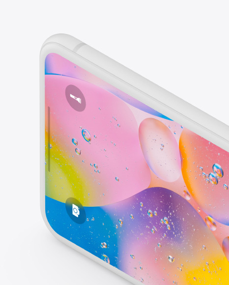 Iphone Xr Clay Isometric Landscape Right Mockup In Device Mockups On Yellow Images Object Mockups