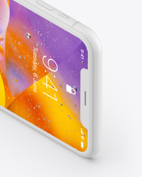 iPhone XR Clay Isometric Landscape Right Mockup