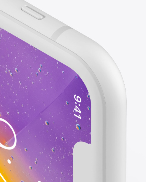 iPhone XR Clay Isometric Landscape Right Mockup