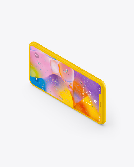 Download Iphone Xr Clay Isometric Landscape Right Mockup In Device Mockups On Yellow Images Object Mockups PSD Mockup Templates