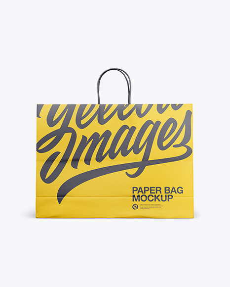 Download Paper Shopping Bag With Rope Handle Psd Mockup Front View Yellowimages