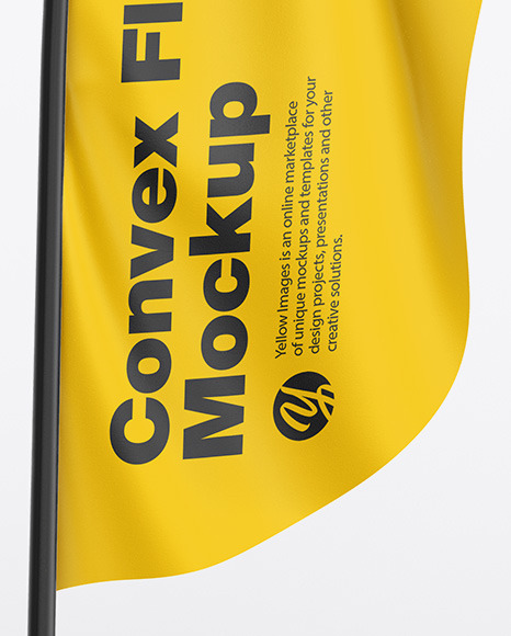 Download Glossy Convex Flag Mockup In Outdoor Advertising Mockups On Yellow Images Object Mockups