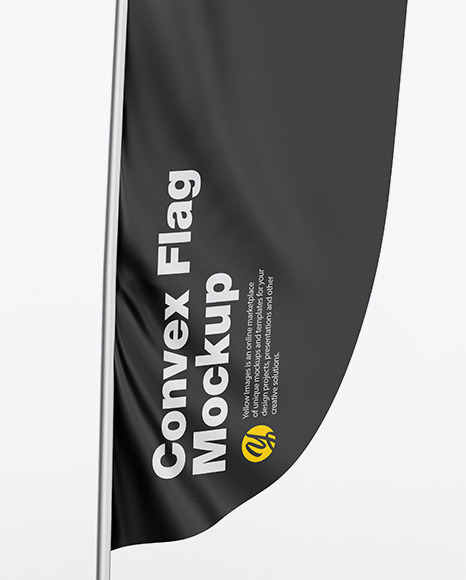 Glossy Convex Flag Mockup In Outdoor Advertising Mockups On Yellow Images Object Mockups