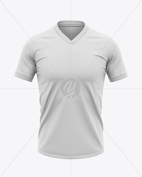 Download Men S V Neck Soccer Jersey T Shirt Mockup Front View Football Jersey Soccer T Shirt In Apparel Mockups On Yellow Images Object Mockups