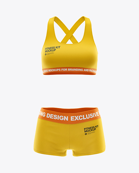 Download Women S Fitness Kit Mockup Front View In Apparel Mockups On Yellow Images Object Mockups