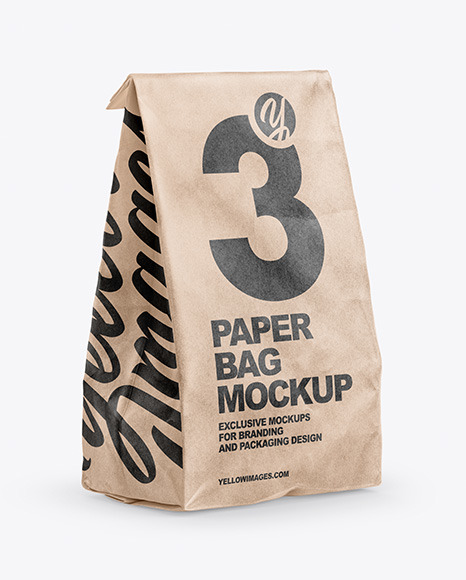 Kraft Food Bag Mockup In Bag Sack Mockups On Yellow Images Object Mockups