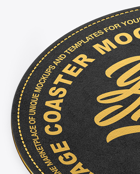 Download Leather Beverage Coaster Mockup In Object Mockups On Yellow Images Object Mockups PSD Mockup Templates