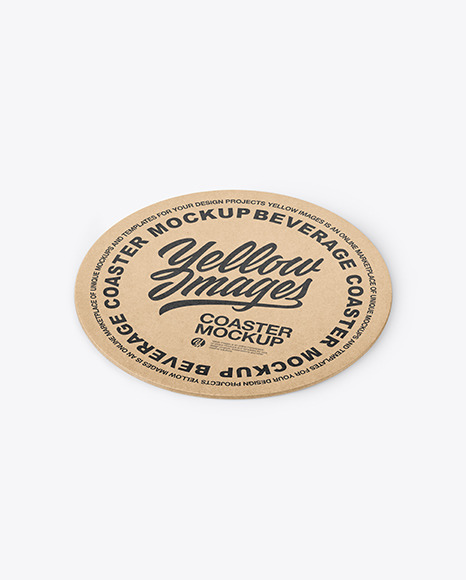 Download Kraft Paper Beverage Coaster Mockup In Object Mockups On Yellow Images Object Mockups PSD Mockup Templates