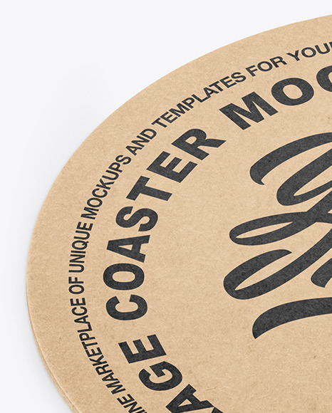 Kraft Paper Beverage Coaster Mockup