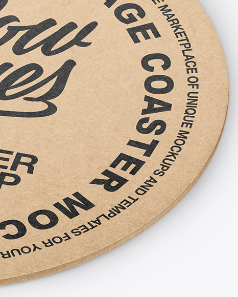 Kraft Paper Beverage Coaster Mockup