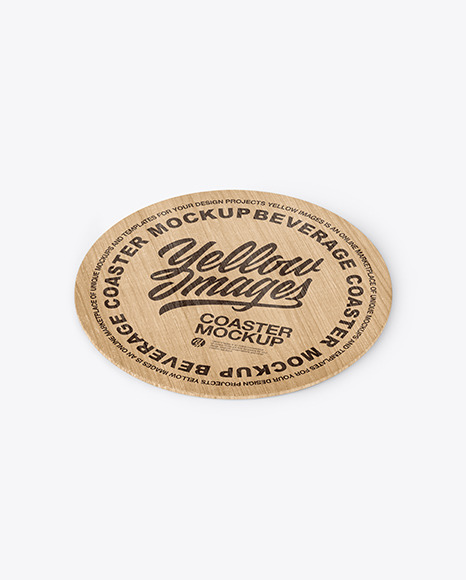 Wooden Beverage Coaster Mockup