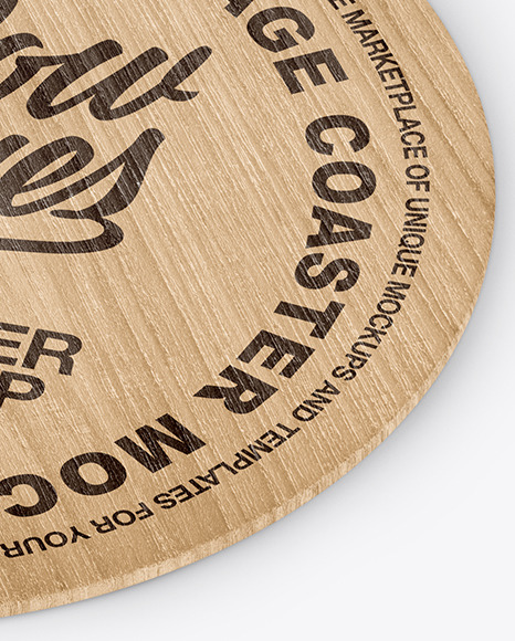 Wooden Beverage Coaster Mockup