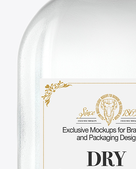 Clear Glass Gin Bottle Mockup PSD #1