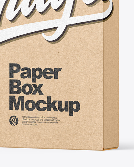 Kraft Paper Box Mockup on Yellow Images Object Mockups