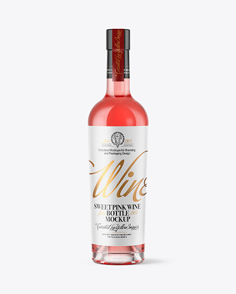 Pink Wine Bottle With Cork Mockup