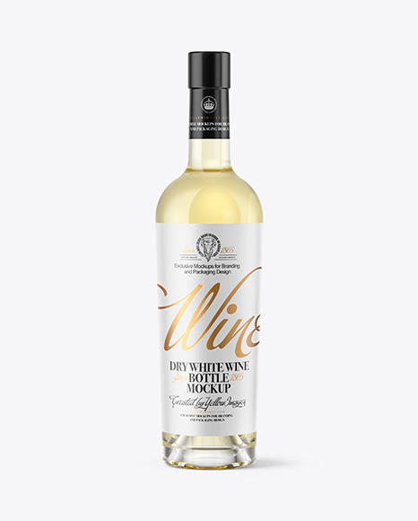 White Wine Bottle With Cork Mockup