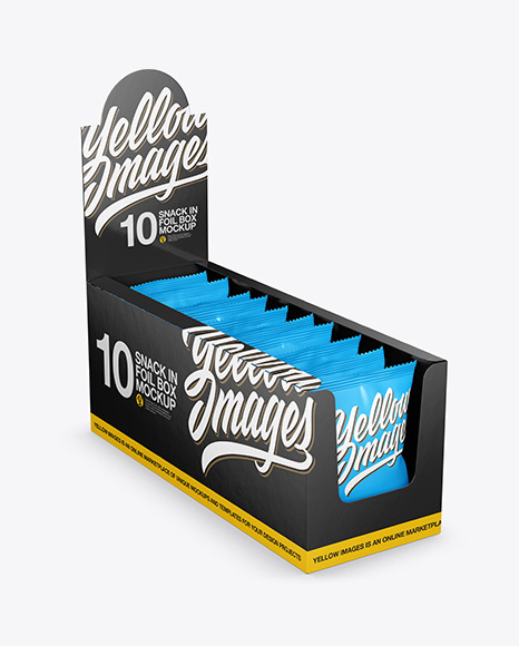 Glossy Display Box with Snacks Mockup