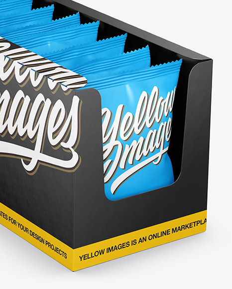 Glossy Display Box with Snacks Mockup