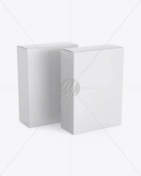 Download Two Kraft Boxes Mockup Half Side View High Angle Shot In Box Mockups On Yellow Images Object Mockups