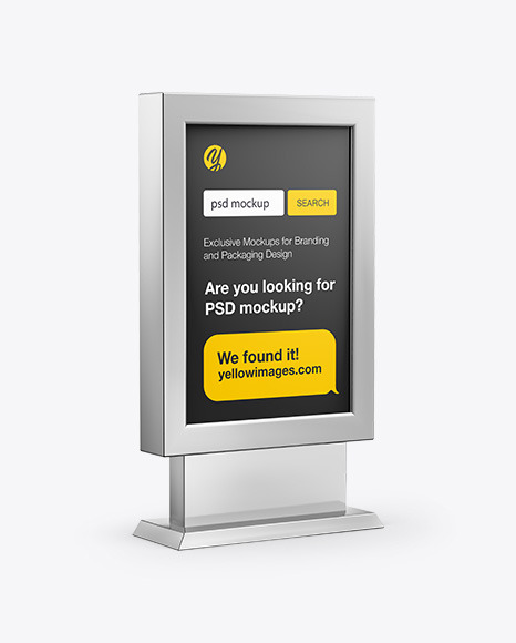 Download Metallic Led Light Box Mockup Half Side View In Outdoor Advertising Mockups On Yellow Images Object Mockups