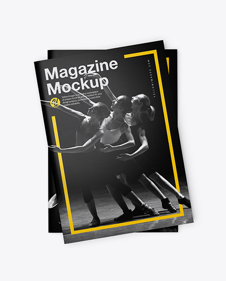 Two Glossy A4 Magazines Mockup PSD #2