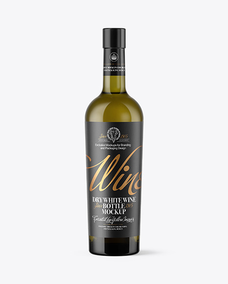Antique Green Glass Bottle With White Wine Mockup
