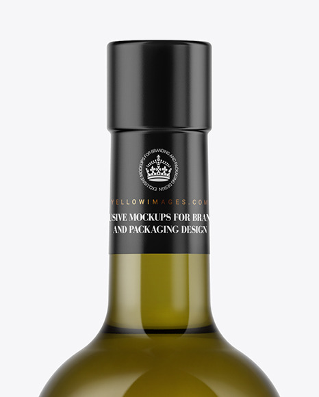 Antique Green Glass Bottle With White Wine Mockup