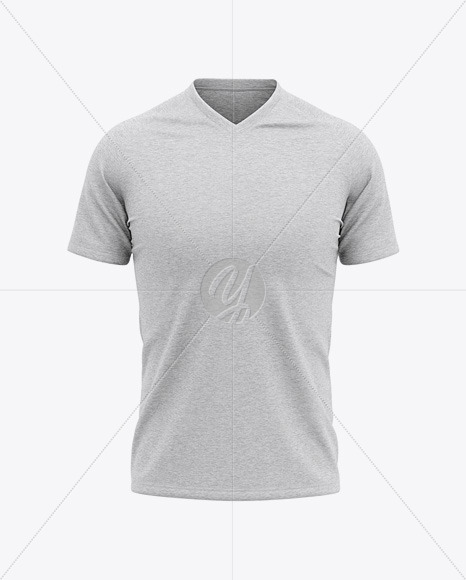 Download Men S Heather V Neck T Shirt Mockup Front View In Apparel Mockups On Yellow Images Object Mockups PSD Mockup Templates