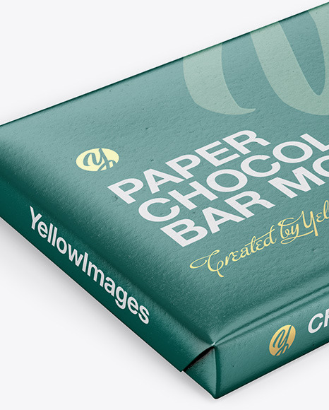 Paper Glossy Chocolate Bar Mockup   Halfside View (High Angle Shot) PSD #7