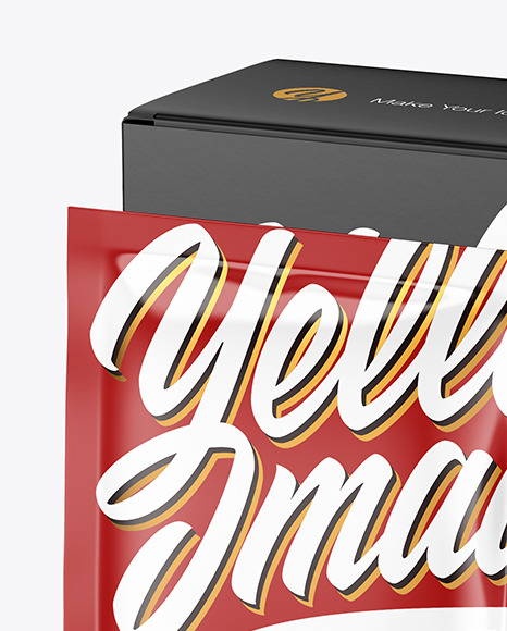 Paper Box with Glossy Sachet Mockup PSD #3