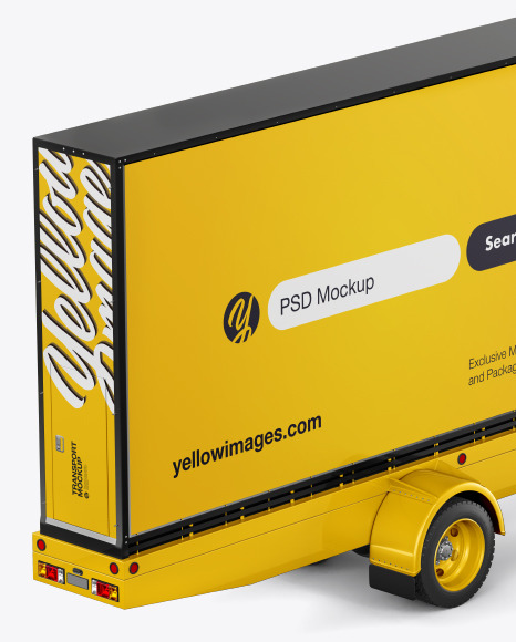 Mobile Billboard Mockup Back Half Side View High Angle Shot In Vehicle Mockups On Yellow Images Object Mockups