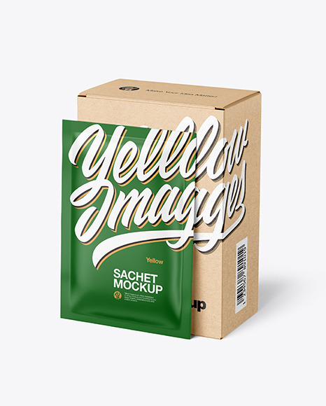 Kraft Paper Box with Matte Sachet Mockup PSD #2