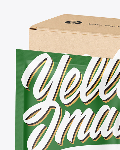 Kraft Paper Box with Matte Sachet Mockup PSD #3