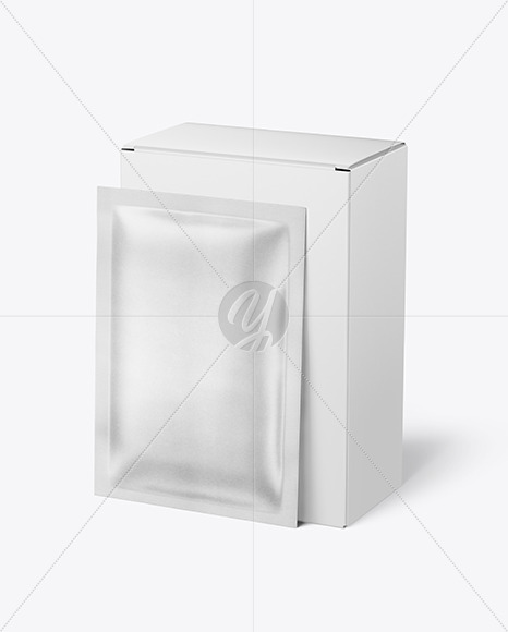 Paper Box With Metallic Sachet Mockup In Sachet Mockups On Yellow Images Object Mockups