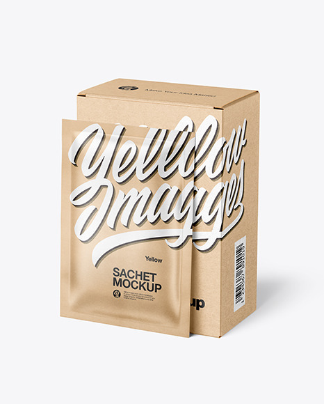 Download Box With Kraft Sachets Psd Mockup Yellowimages