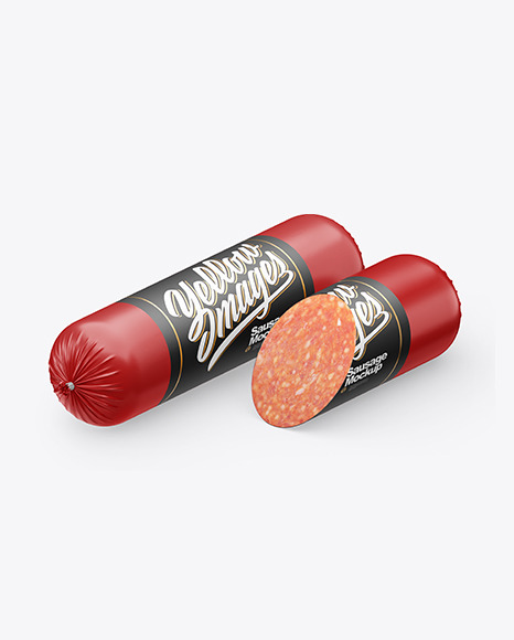 Download Glossy Sausage Mockup In Packaging Mockups On Yellow Images Object Mockups PSD Mockup Templates