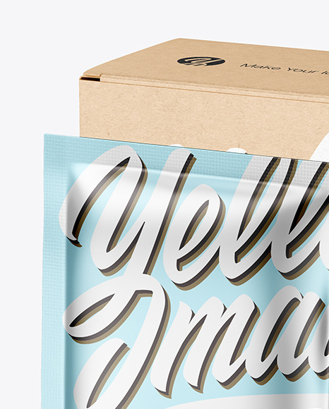 Download Kraft Paper Box With Metallic Sachet Mockup In Sachet Mockups On Yellow Images Object Mockups Yellowimages Mockups