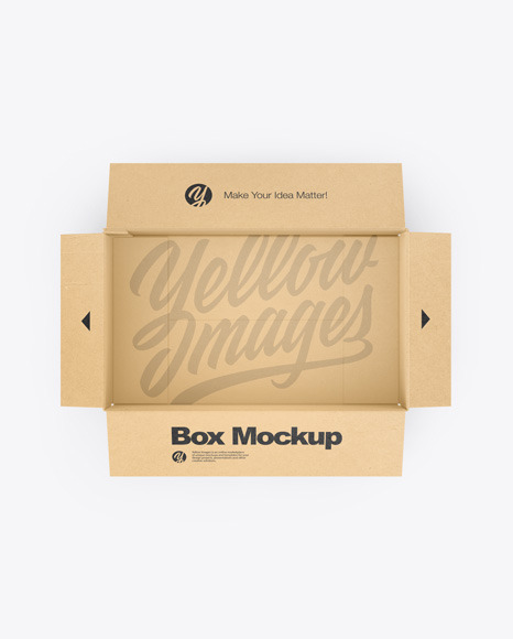 Download Opened Kraft Box Mockup In Box Mockups On Yellow Images Object Mockups PSD Mockup Templates