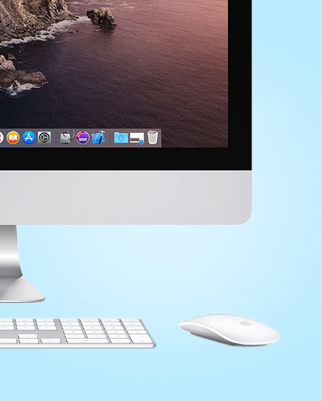 Imac With Keyboard And Mouse Mockup In Device Mockups On Yellow Images Object Mockups