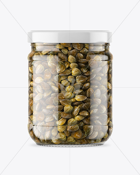 Download Clear Glass Jar With Capers Mockup In Jar Mockups On Yellow Images Object Mockups