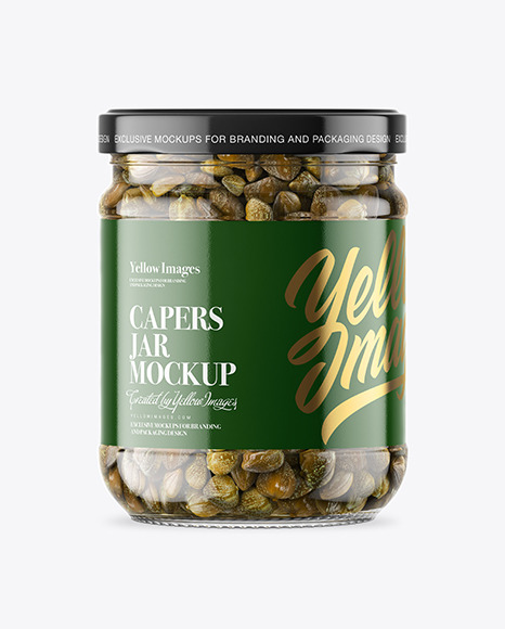 Download Clear Glass Jar With Capers Mockup In Jar Mockups On Yellow Images Object Mockups Yellowimages Mockups