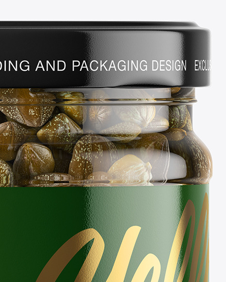 Download Clear Glass Jar With Capers Mockup In Jar Mockups On Yellow Images Object Mockups