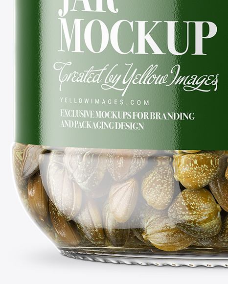 Download Clear Glass Jar With Capers Mockup In Jar Mockups On Yellow Images Object Mockups