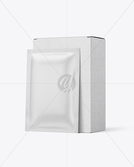 Kraft Paper Box with Matte Sachet Mockup PSD #1