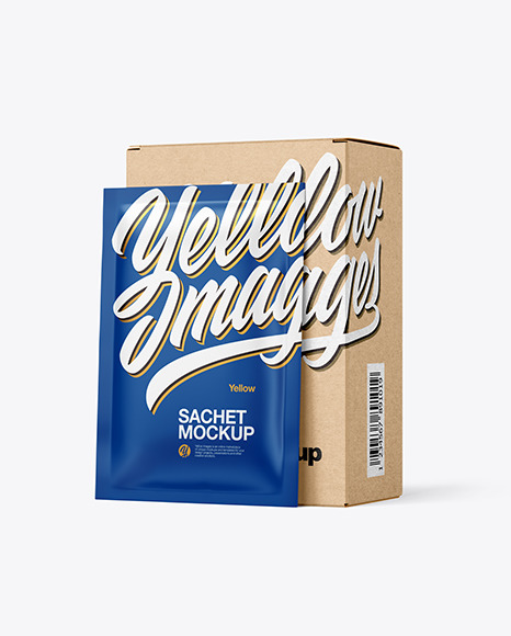 Kraft Paper Box with Matte Sachet Mockup PSD #2