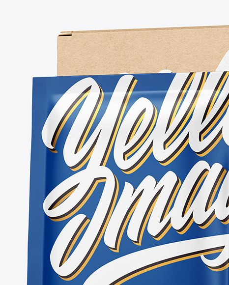 Kraft Paper Box with Matte Sachet Mockup PSD #3